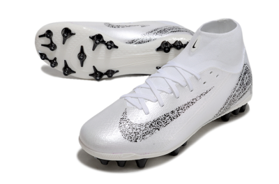 Men's Nike Air Zoom Mercurial Superfly 10 Acadamy AG Artificial Grass High-Tops Football Boots - White/Black