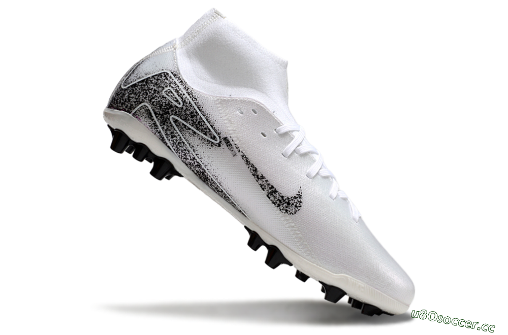 Men's Nike Air Zoom Mercurial Superfly 10 Acadamy AG Artificial Grass High-Tops Football Boots - White/Black 4