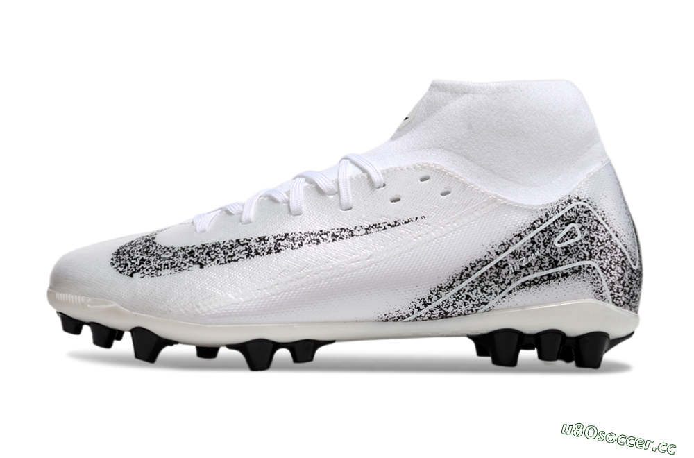 Men's Nike Air Zoom Mercurial Superfly 10 Acadamy AG Artificial Grass High-Tops Football Boots - White/Black 0