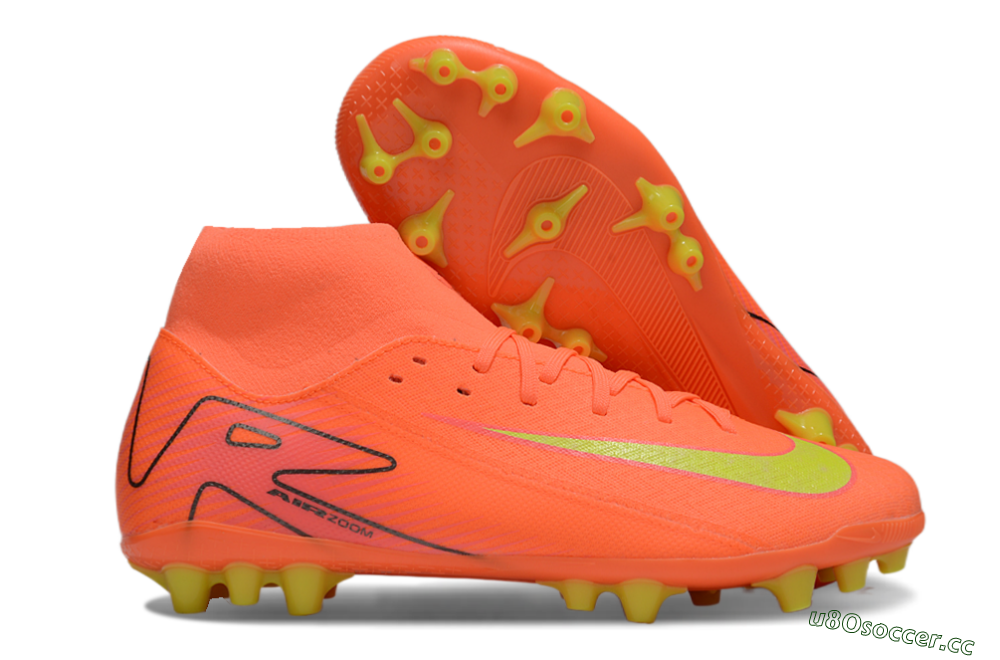 Men's Nike Air Zoom Mercurial Superfly 10 Acadamy AG Artificial Grass High-Tops Football Boots - Red/Yellow/Black 2