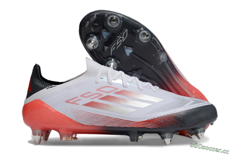 Men's Adidas F50 Elite SG Soft Ground Low-Tops Football Boots - White/Silver/Red/Black 2