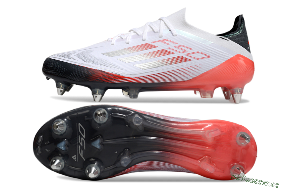 Men's Adidas F50 Elite SG Soft Ground Low-Tops Football Boots - White/Silver/Red/Black 1