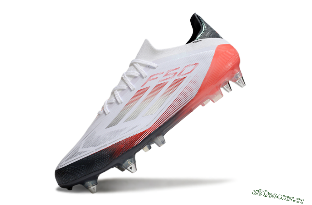 Men's Adidas F50 Elite SG Soft Ground Low-Tops Football Boots - White/Silver/Red/Black 5