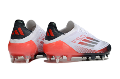 Men's Adidas F50 Elite SG Soft Ground Low-Tops Football Boots - White/Silver/Red/Black