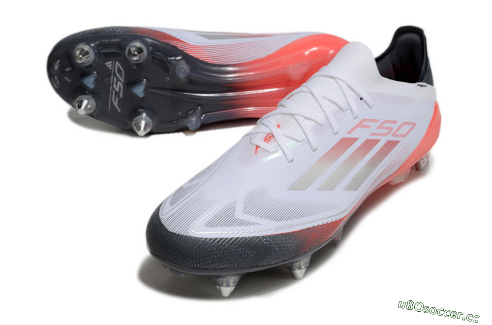 Men's Adidas F50 Elite SG Soft Ground Low-Tops Football Boots - White/Silver/Red/Black 3