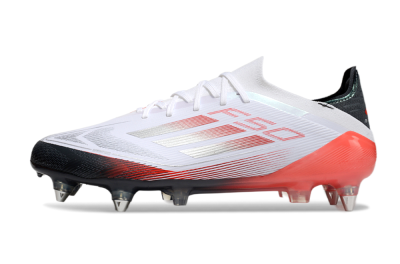 Men's Adidas F50 Elite SG Soft Ground Low-Tops Football Boots - White/Silver/Red/Black