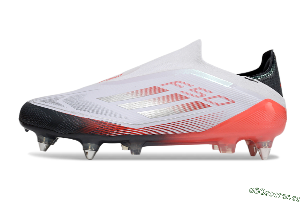 Men's Adidas F50 Elite Laceless SG Soft Ground Low-Tops Football Boots - White/Silver/Red/Black 0