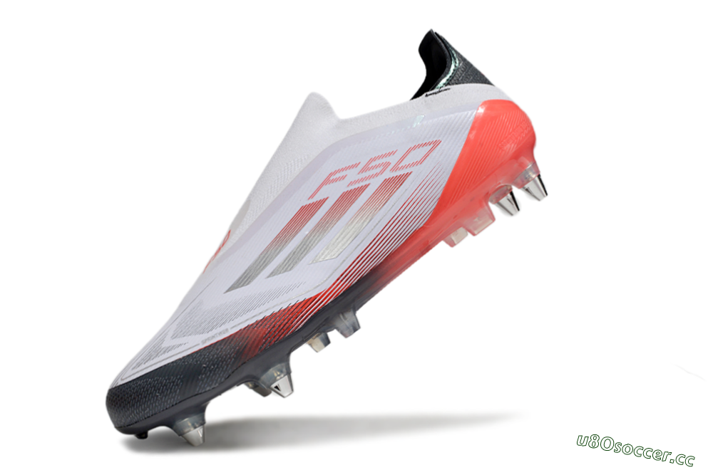 Men's Adidas F50 Elite Laceless SG Soft Ground Low-Tops Football Boots - White/Silver/Red/Black 5