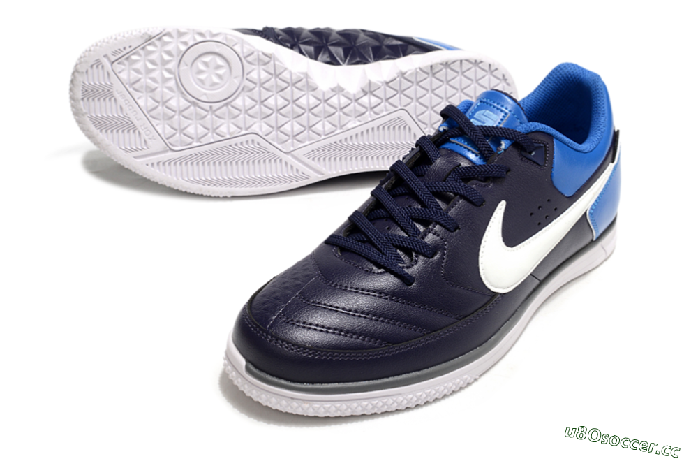Men's Nike Street Gato IC Indoor & Futsal Low-Tops Football Shoes - Black/White/Blue 3