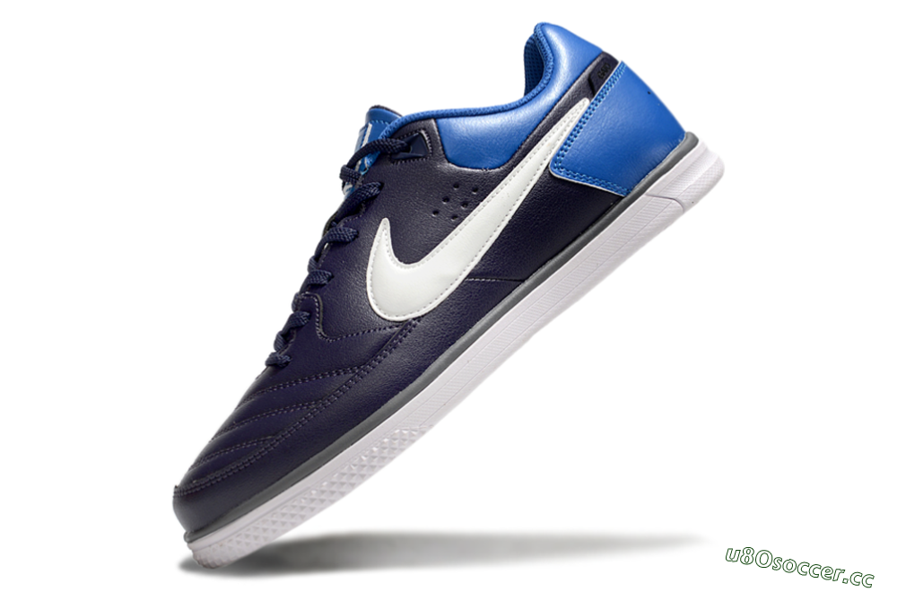 Men's Nike Street Gato IC Indoor & Futsal Low-Tops Football Shoes - Black/White/Blue 5