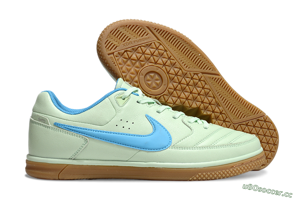 Men's Nike Street Gato IC Indoor & Futsal Low-Tops Football Shoes - Avocado/Blue/Brown 2