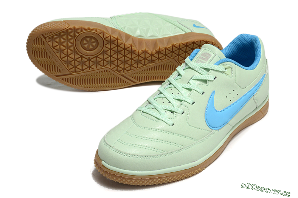 Men's Nike Street Gato IC Indoor & Futsal Low-Tops Football Shoes - Avocado/Blue/Brown 3