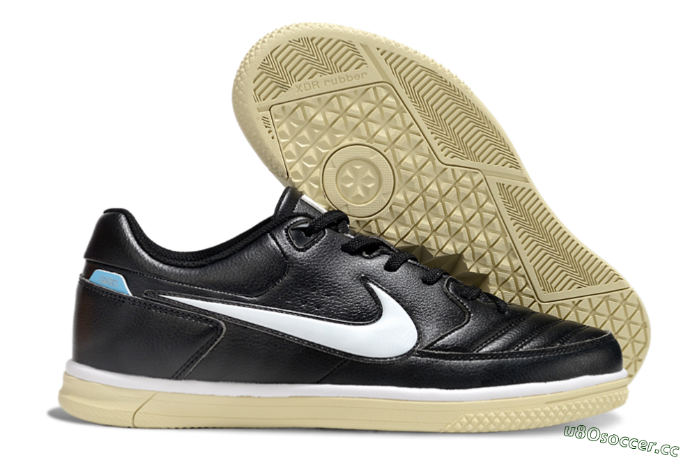 Men's Nike Street Gato IC Indoor & Futsal Low-Tops Football Shoes - Black/White/Beige 2