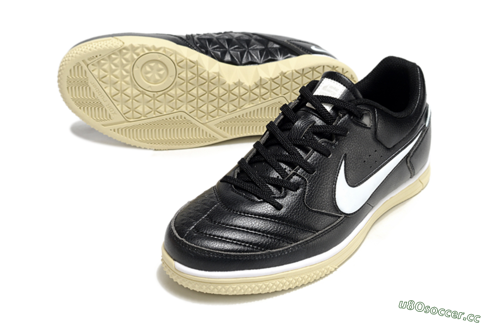 Men's Nike Street Gato IC Indoor & Futsal Low-Tops Football Shoes - Black/White/Beige 3