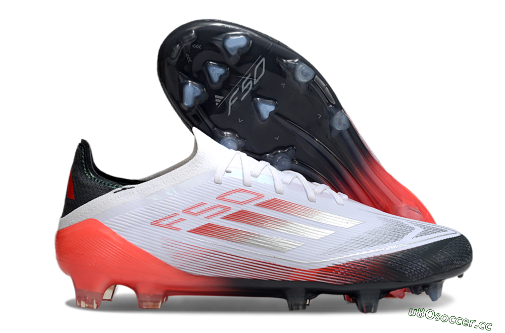 Men's Adidas F50 Elite FG Firm Ground Low-Tops Football Boots - White/Silver/Red/Black 2