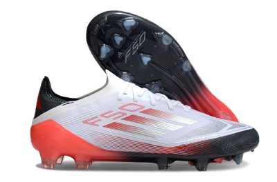 Men's Adidas F50 Elite FG Firm Ground Low-Tops Football Boots - White/Silver/Red/Black
