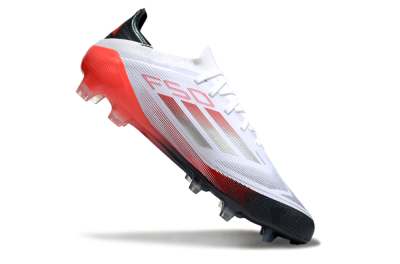 Men's Adidas F50 Elite FG Firm Ground Low-Tops Football Boots - White/Silver/Red/Black