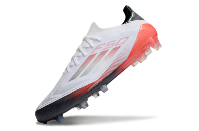 Men's Adidas F50 Elite FG Firm Ground Low-Tops Football Boots - White/Silver/Red/Black