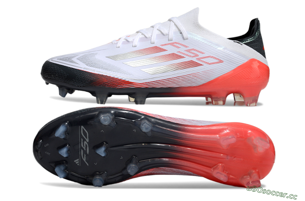 Men's Adidas F50 Elite FG Firm Ground Low-Tops Football Boots - White/Silver/Red/Black 1