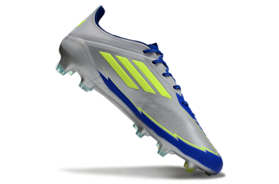 Men's Adidas F50 Elite FG Firm Ground Low-Tops Football Boots - Silver/Yellow/Blue