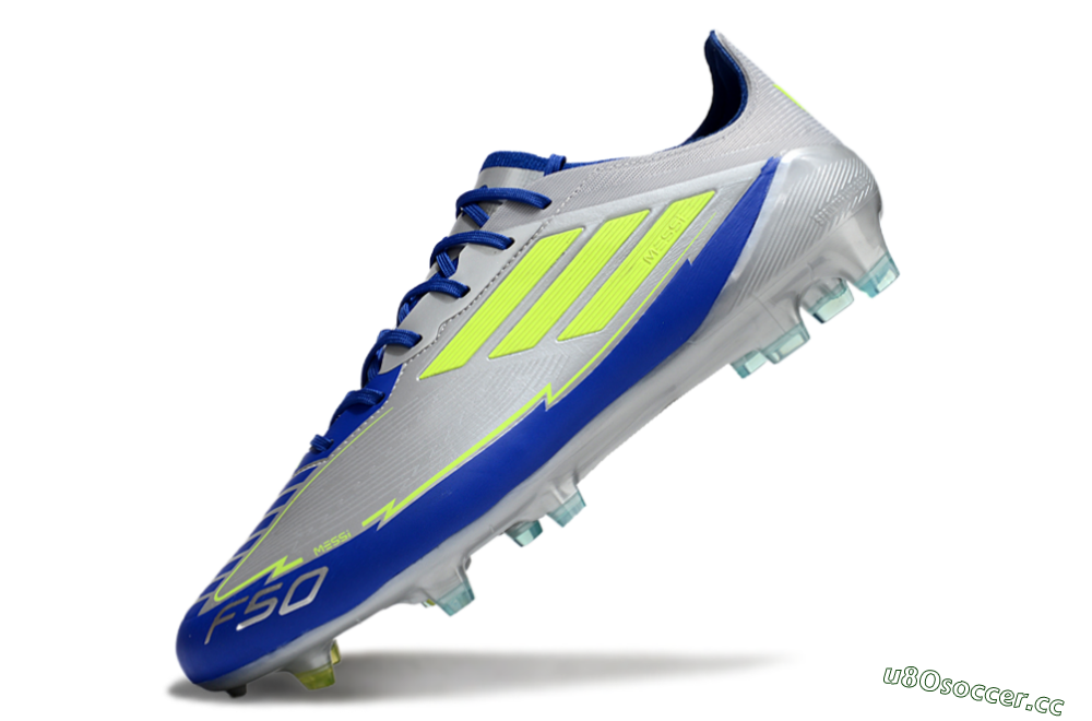 Men's Adidas F50 Elite FG Firm Ground Low-Tops Football Boots - Silver/Yellow/Blue 5