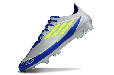 Men's Adidas F50 Elite FG Firm Ground Low-Tops Football Boots - Silver/Yellow/Blue