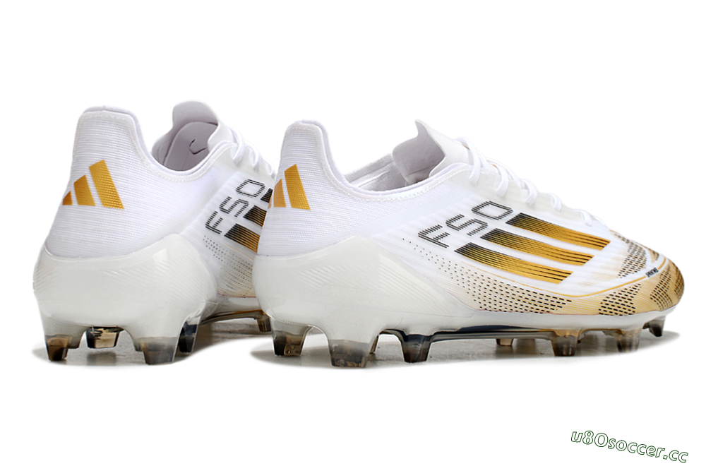 Men's Adidas F50 Elite FG Firm Ground Low-Tops Football Boots - White/Gold/Black 6