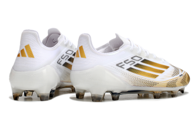 Men's Adidas F50 Elite FG Firm Ground Low-Tops Football Boots - White/Gold/Black