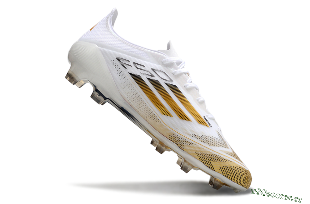 Men's Adidas F50 Elite FG Firm Ground Low-Tops Football Boots - White/Gold/Black 4