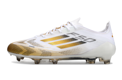 Men's Adidas F50 Elite FG Firm Ground Low-Tops Football Boots - White/Gold/Black