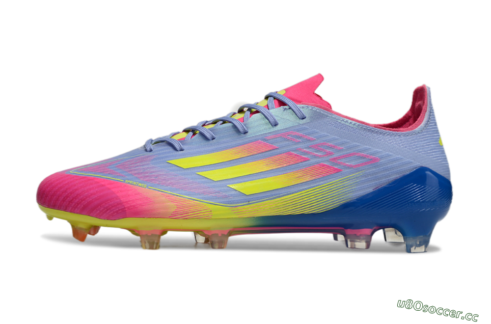 Men's Adidas F50 Elite FG Firm Ground Low-Tops Football Boots - Blue/Pink/Yellow 0