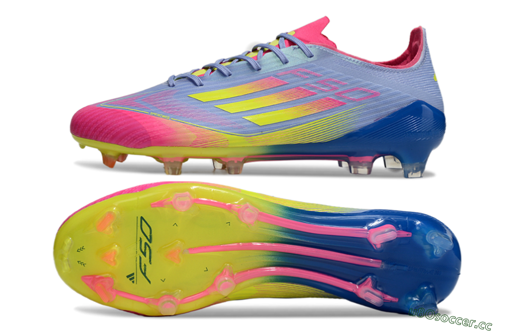 Men's Adidas F50 Elite FG Firm Ground Low-Tops Football Boots - Blue/Pink/Yellow 1