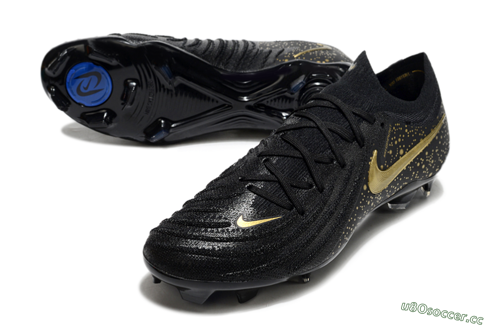 Men's Nike Phantom Luna Elite NU FG Firm Ground Low-Tops Football Boots - Black/Gold/Blue 3