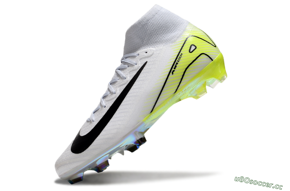 Unisex Nike Air Zoom Mercurial Superfly 10 Elite FG Firm Ground High-Tops Football Boots - White/Black/Yellow 5