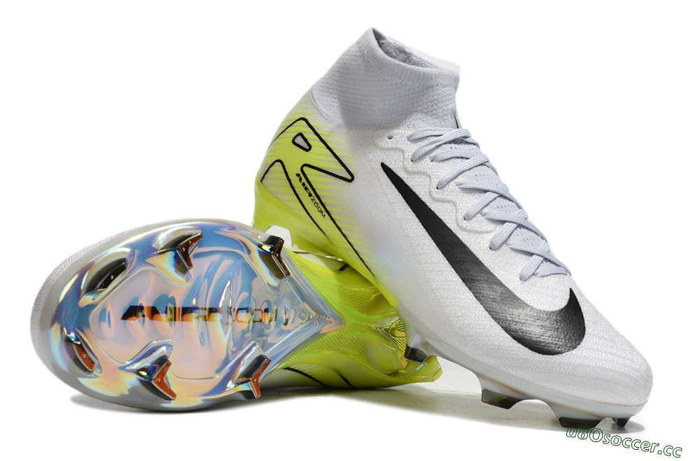 Unisex Nike Air Zoom Mercurial Superfly 10 Elite FG Firm Ground High-Tops Football Boots - White/Black/Yellow 1