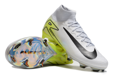 Unisex Nike Air Zoom Mercurial Superfly 10 Elite FG Firm Ground High-Tops Football Boots - White/Black/Yellow