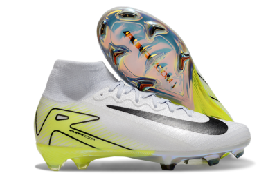 Unisex Nike Air Zoom Mercurial Superfly 10 Elite FG Firm Ground High-Tops Football Boots - White/Black/Yellow