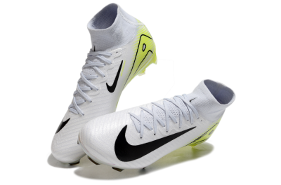 Unisex Nike Air Zoom Mercurial Superfly 10 Elite FG Firm Ground High-Tops Football Boots - White/Black/Yellow