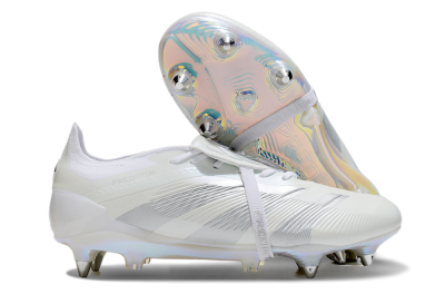 Men's Adidas Predator Elite 25 Foldover Tongue SG Soft Ground Low-Tops Football Boots - Beige/Silver/White