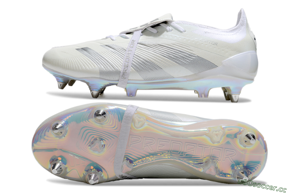 Men's Adidas Predator Elite 25 Foldover Tongue SG Soft Ground Low-Tops Football Boots - Beige/Silver/White 1