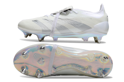 Men's Adidas Predator Elite 25 Foldover Tongue SG Soft Ground Low-Tops Football Boots - Beige/Silver/White