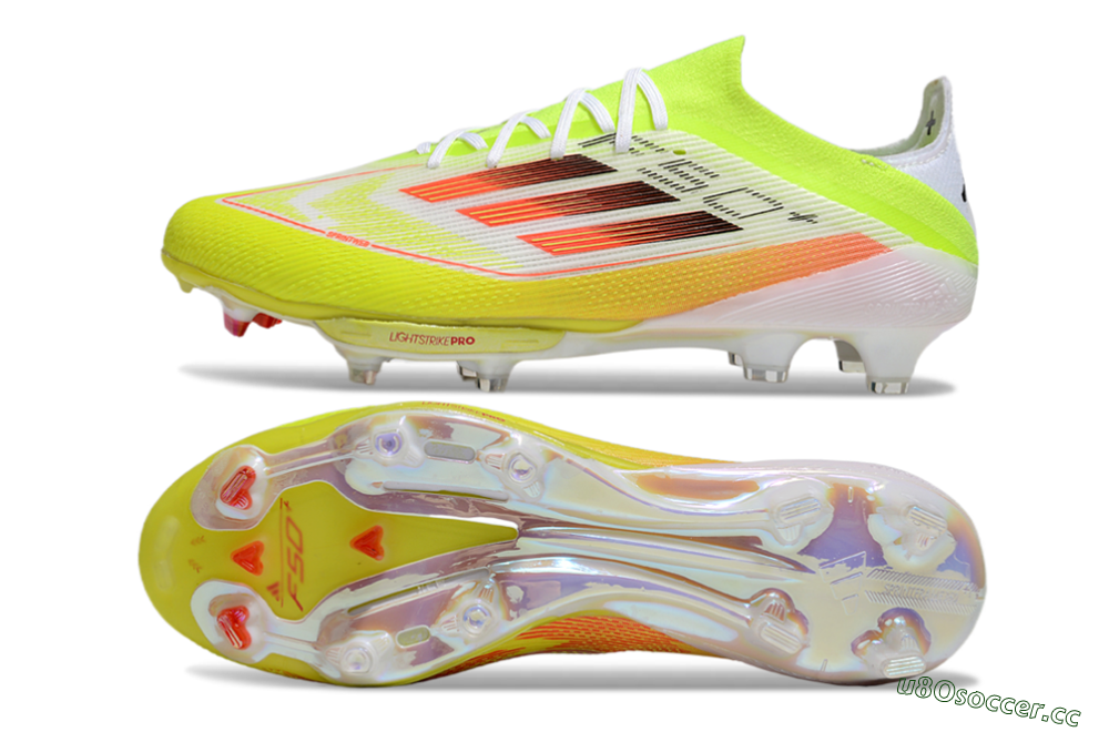 Men's Adidas F50+ Elite Lightstrike FG Firm Ground Low-Tops Football Boots - Yellow/White/Black 1