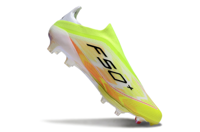 Men's Adidas F50+ Elite Lightstrike Laceless FG Firm Ground Low-Tops Football Boots - Yellow/White/Black