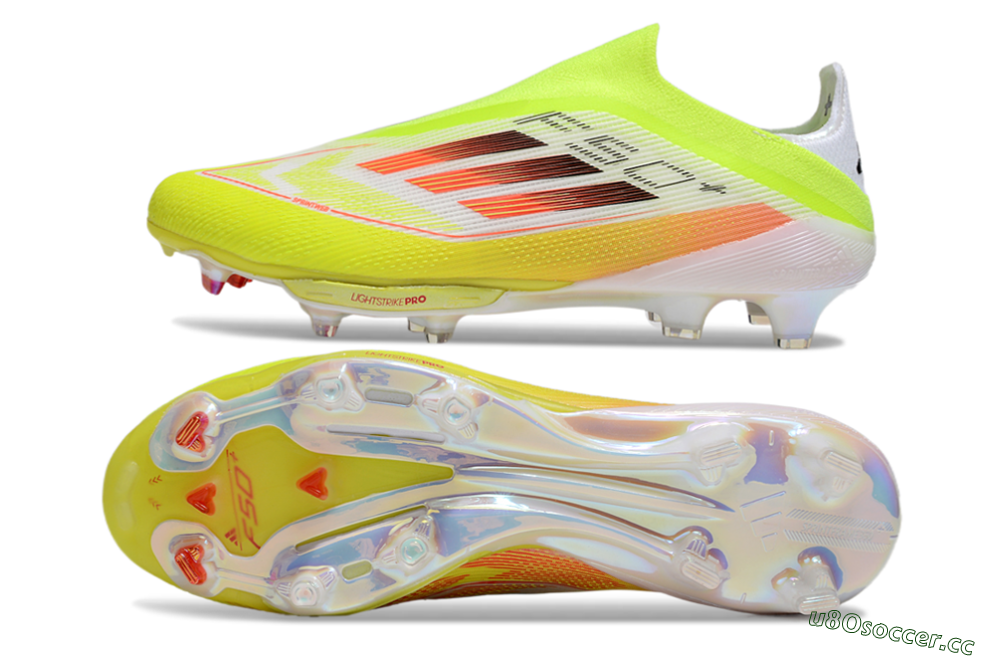 Men's Adidas F50+ Elite Lightstrike Laceless FG Firm Ground Low-Tops Football Boots - Yellow/White/Black 1