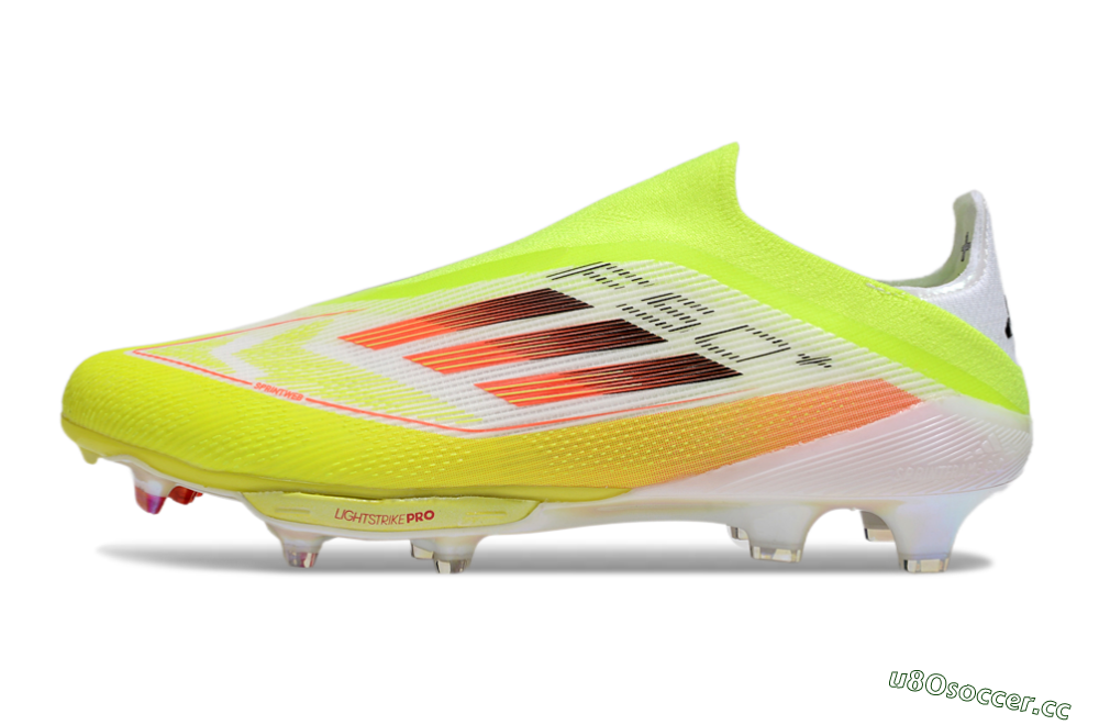 Men's Adidas F50+ Elite Lightstrike Laceless FG Firm Ground Low-Tops Football Boots - Yellow/White/Black 0