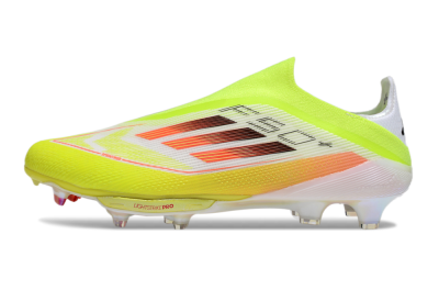 Men's Adidas F50+ Elite Lightstrike Laceless FG Firm Ground Low-Tops Football Boots - Yellow/White/Black