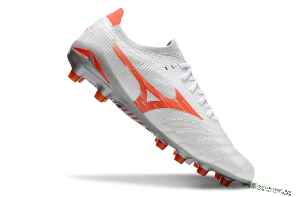 Men's Mizuno Morelia Neo 4 Bate FG Firm Ground Low-Tops Football Boots - White/Red/Grey 4