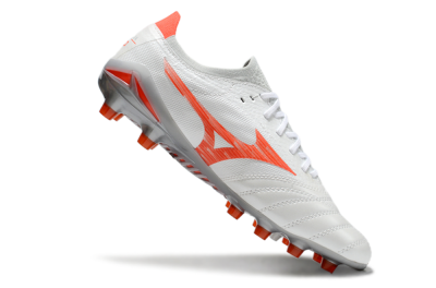 Men's Mizuno Morelia Neo 4 Bate FG Firm Ground Low-Tops Football Boots - White/Red/Grey