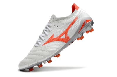 Men's Mizuno Morelia Neo 4 Bate FG Firm Ground Low-Tops Football Boots - White/Red/Grey