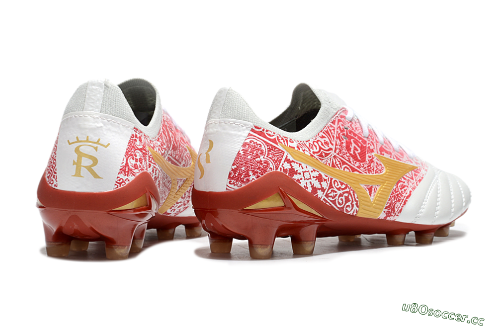 Men's Mizuno Morelia Neo 4 Bate FG Firm Ground Low-Tops Football Boots - White/Red/Yellow 6